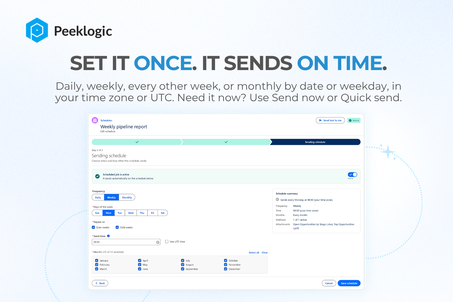 Peeklogic Report Sender Features