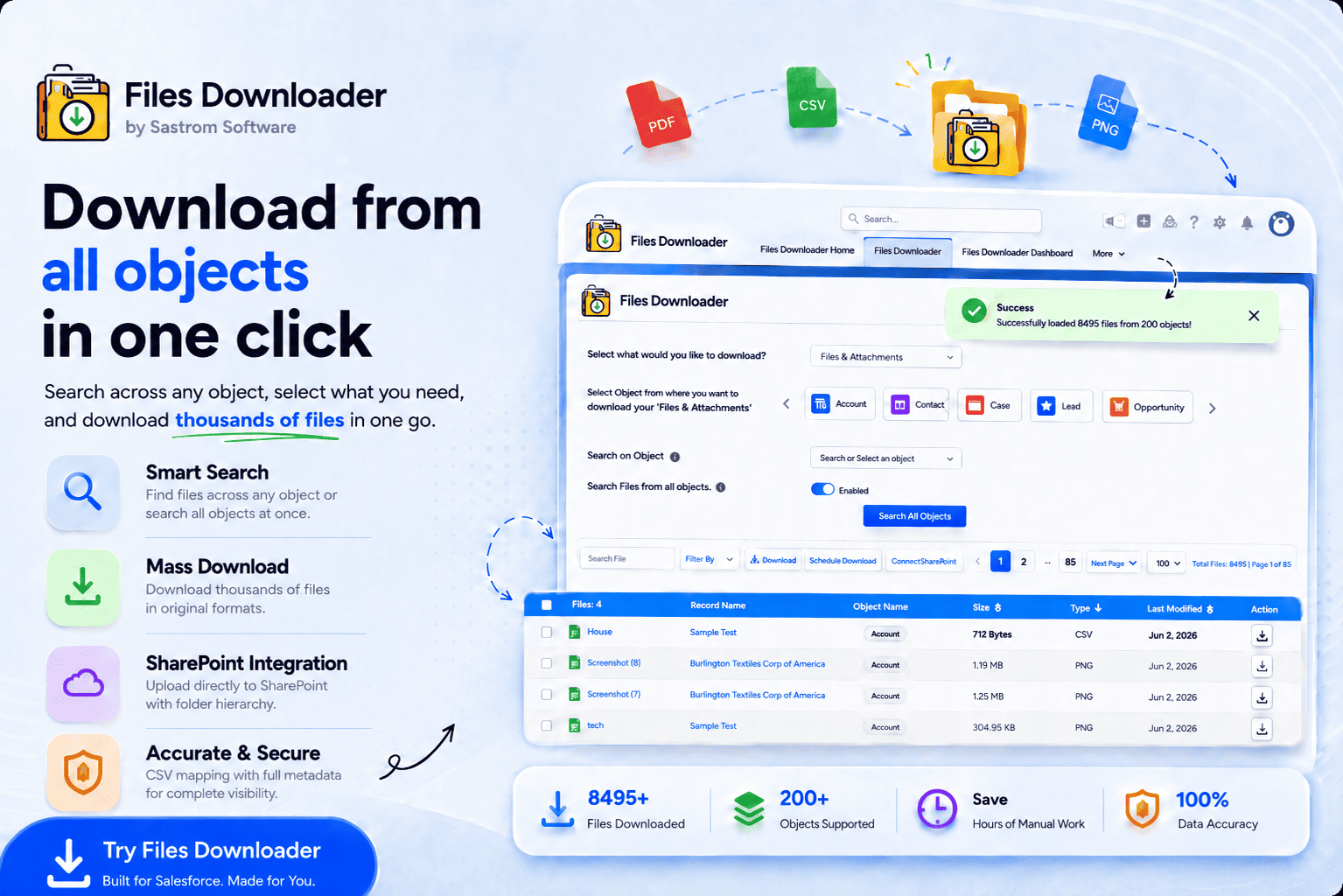 Unlimited Bulk Download and Export of All File Types & Attachments from Any Object — List View, SOQL