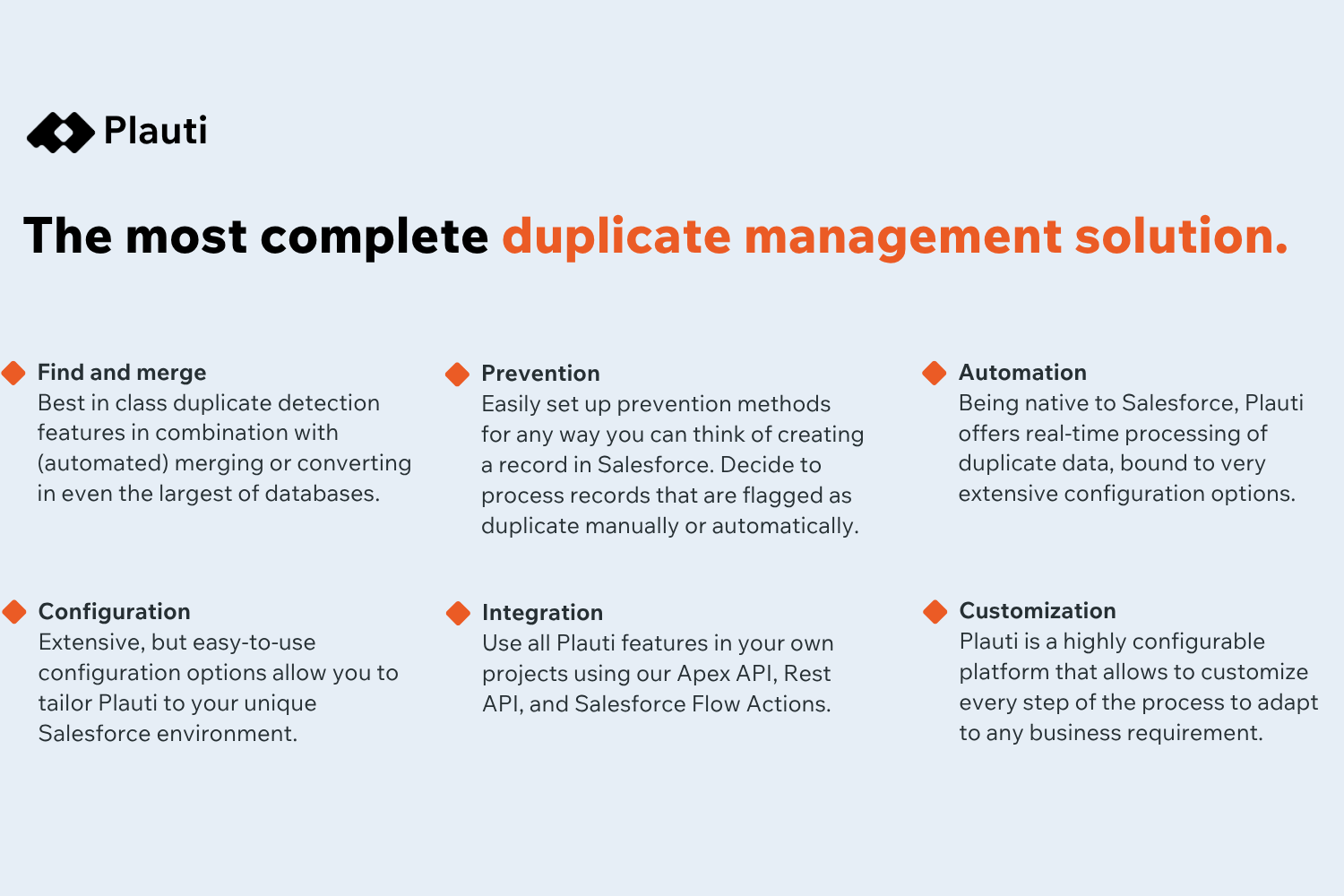 The most complete duplicate management solution.