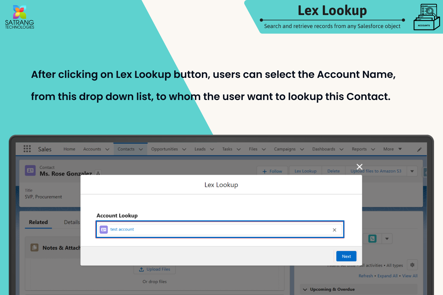 Select the Lookup directly from record page