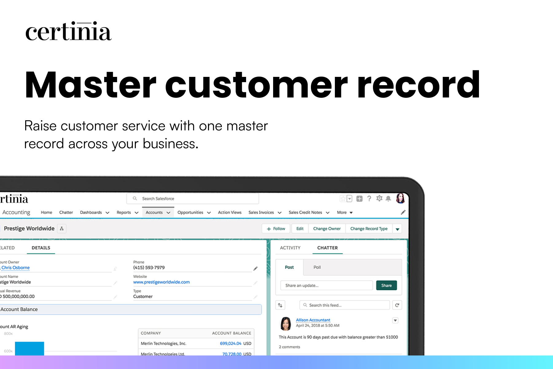 Establish a single customer record across your entire business