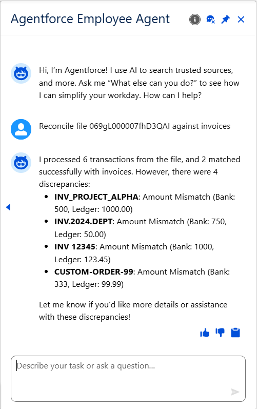 Salesforce ISO 20022 Bank Reconciliation | Agentforce AI Agent Action | camt.053 camt.052 | Salesforce AgentExchange screenshot 3