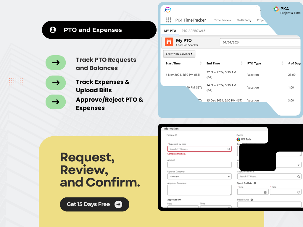PK4 Projects & Time — Native Salesforce Time Tracking and Project Management. Track time on a mobile app, web app, Chrome, Jira, Slack. Full PSA solution from Planning to invoicing. Manage Projects, Improve resource utilization, profitability. | Salesforce AgentExchange screenshot 16