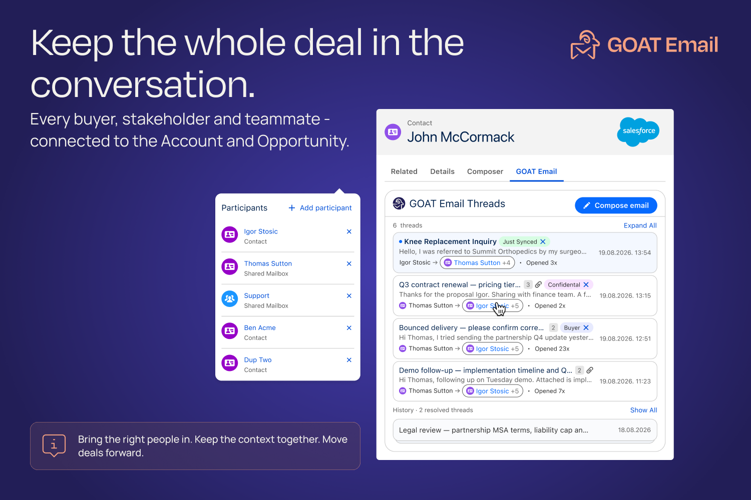 GOAT Email, Global Inbox, Shared Inbox, Shared Mailbox, Team Email, Email Assignment, Email Routing, Customer Communication, Queue Management, Email Ownership, Team Collaboration, Email Visibility, Customer Service Inbox, Email History, Email Visibility | Salesforce AgentExchange screenshot 5