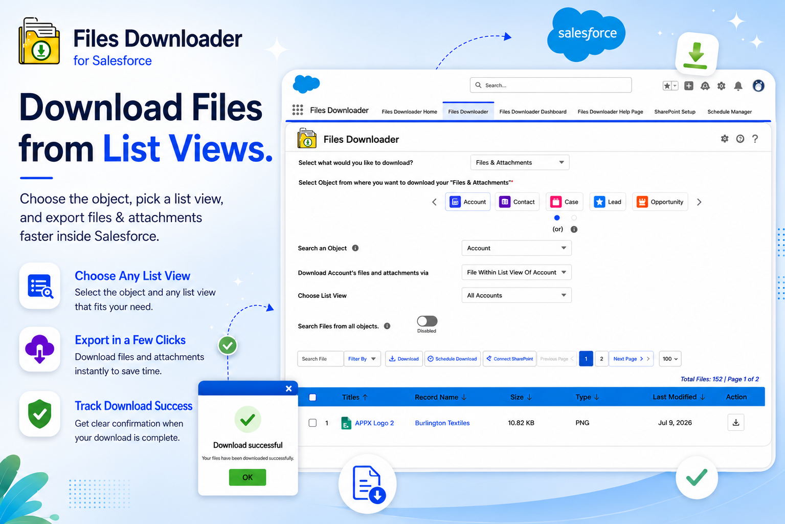 Download Mass Files from Salesforce List Views — Standard or Custom Objects