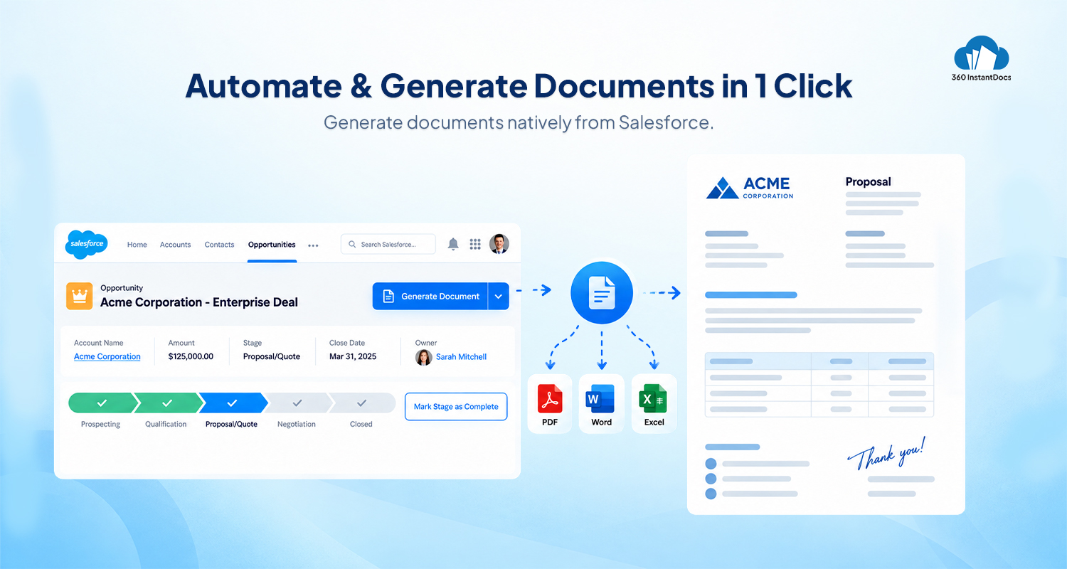 360 InstantDocs: Salesforce Document Generation - PDF, Word, Excel