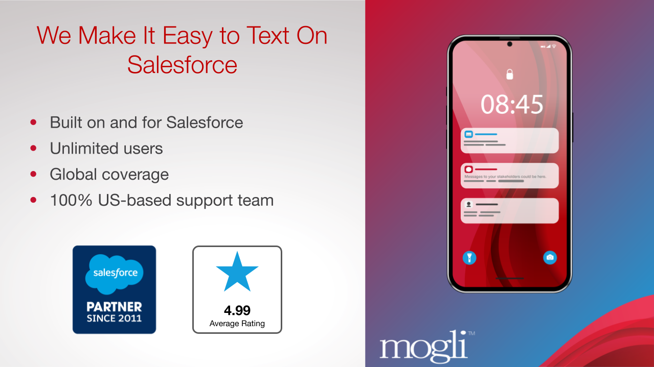 Easily send texts to anyone worldwide, directly from Salesforce.