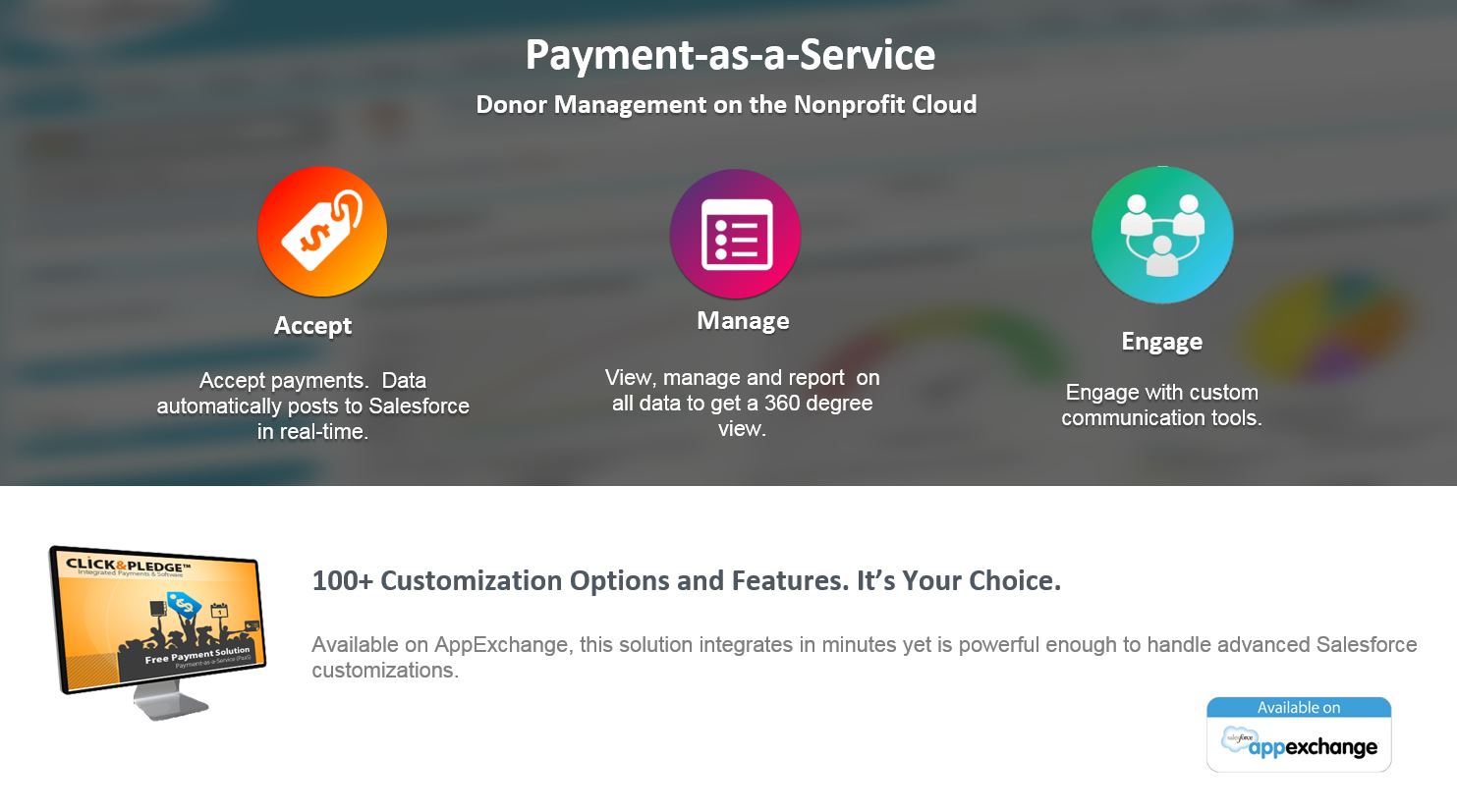 Click & Pledge Donor Management/ Payment-as-a-Service - Click