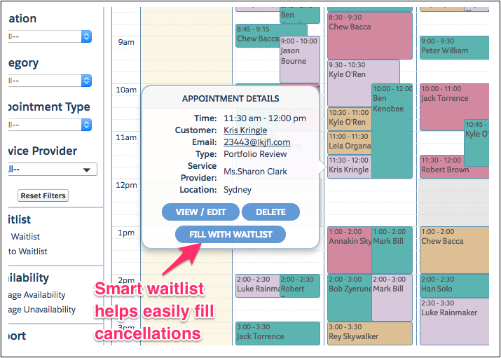 smart waitlist helps backfill cancellations
