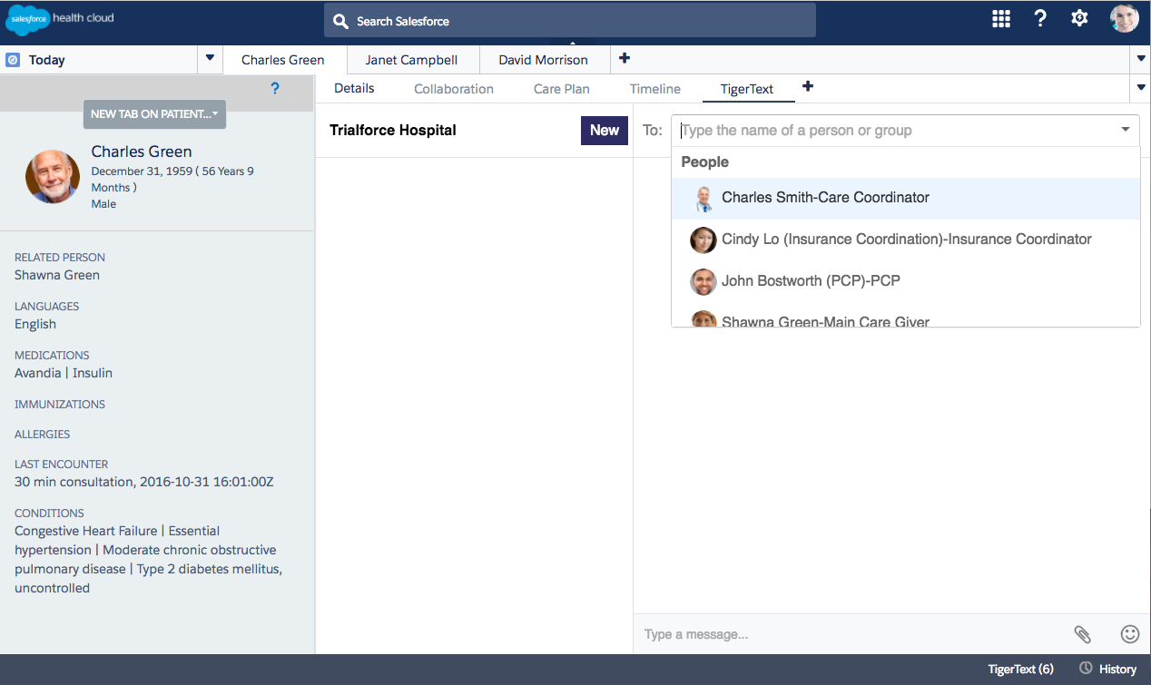 tigertext enables communication with specific team members