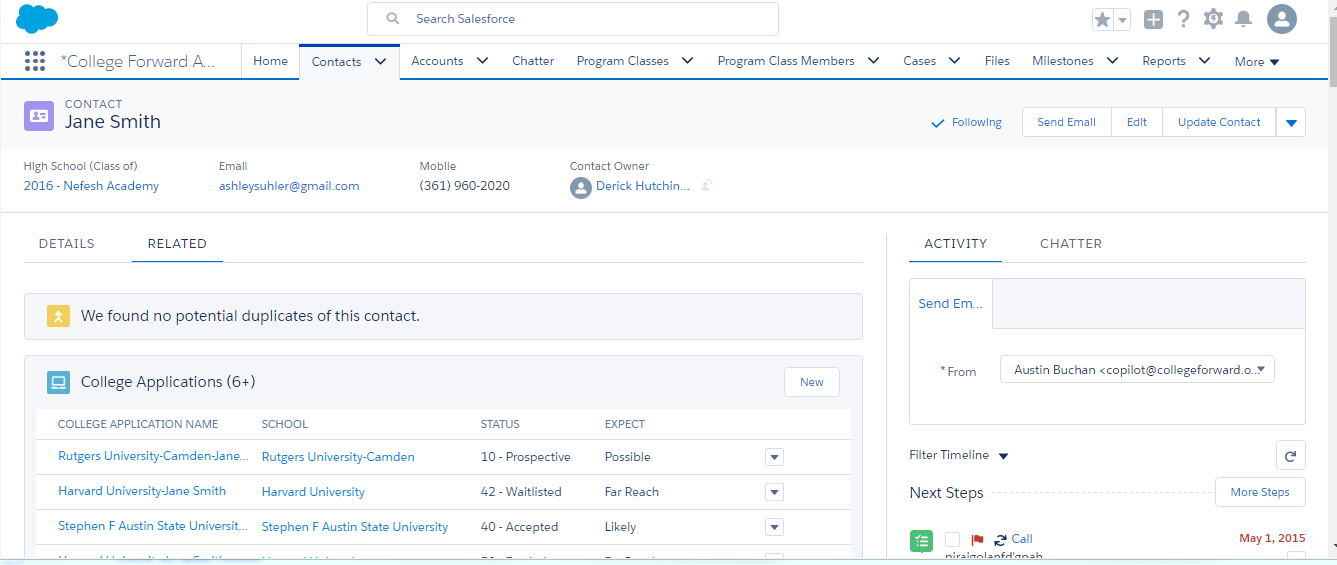 access student data in lightning experience