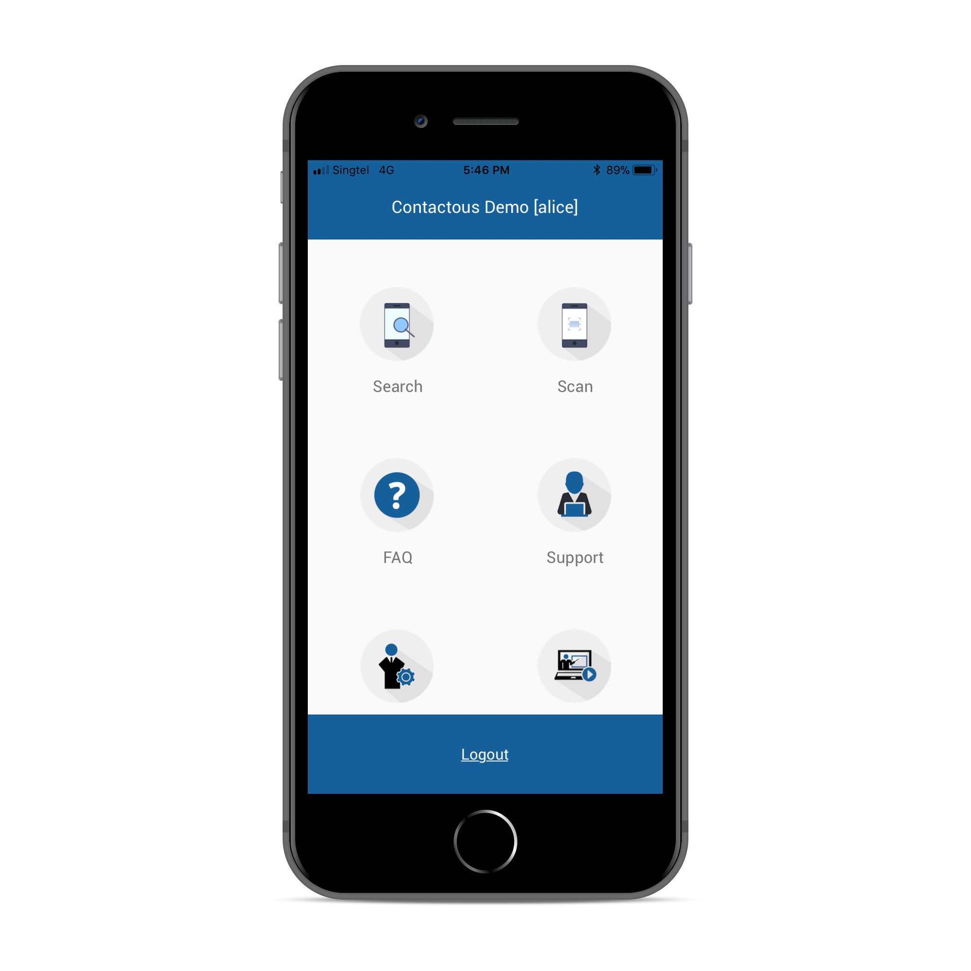 mobile app main menu