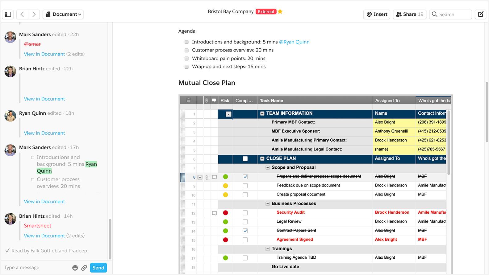 smartsheet live app for quip