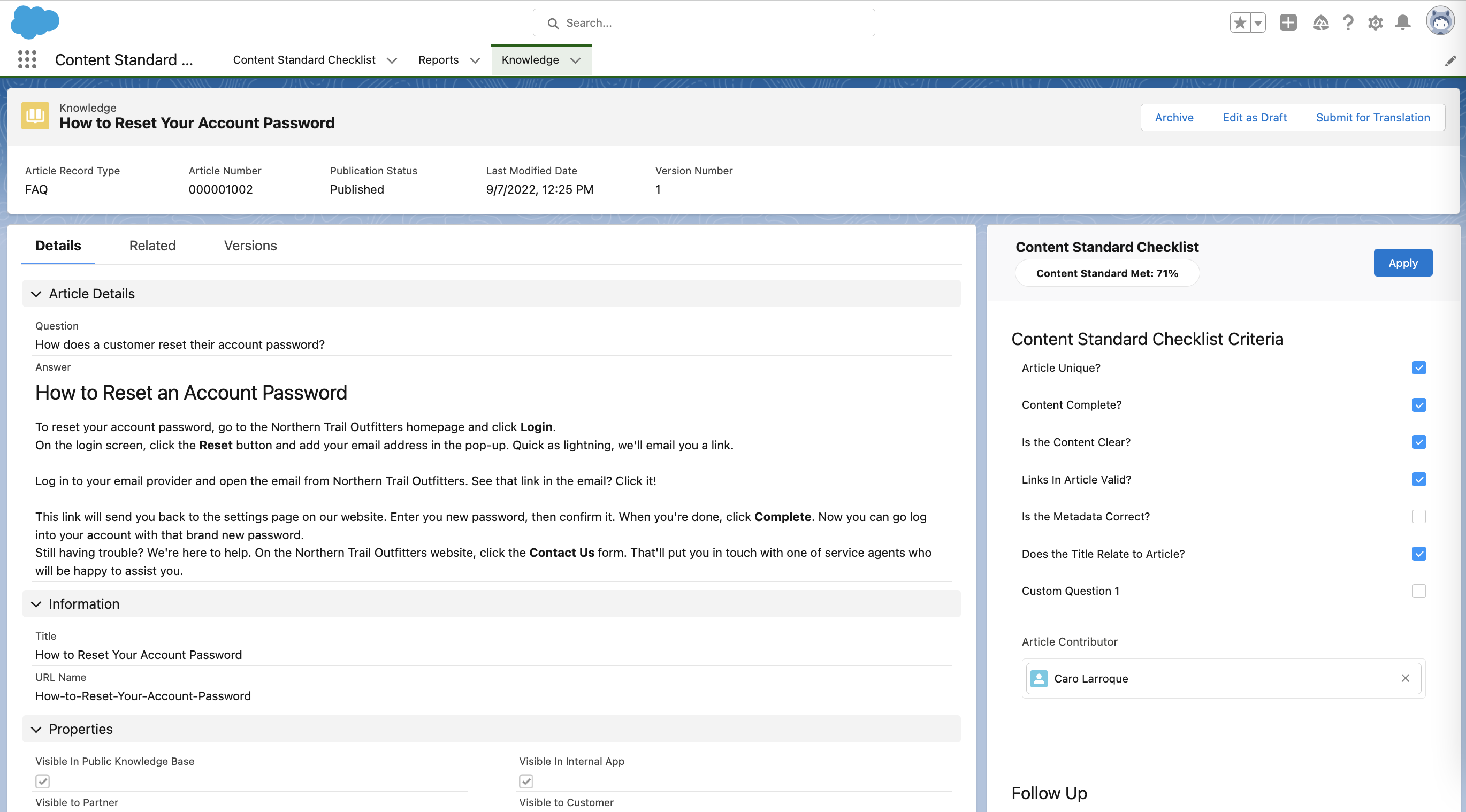 lightning knowledge article with aqi component in the right column