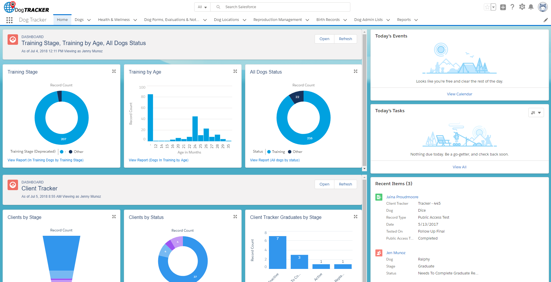 dog tracker client tracker home tab