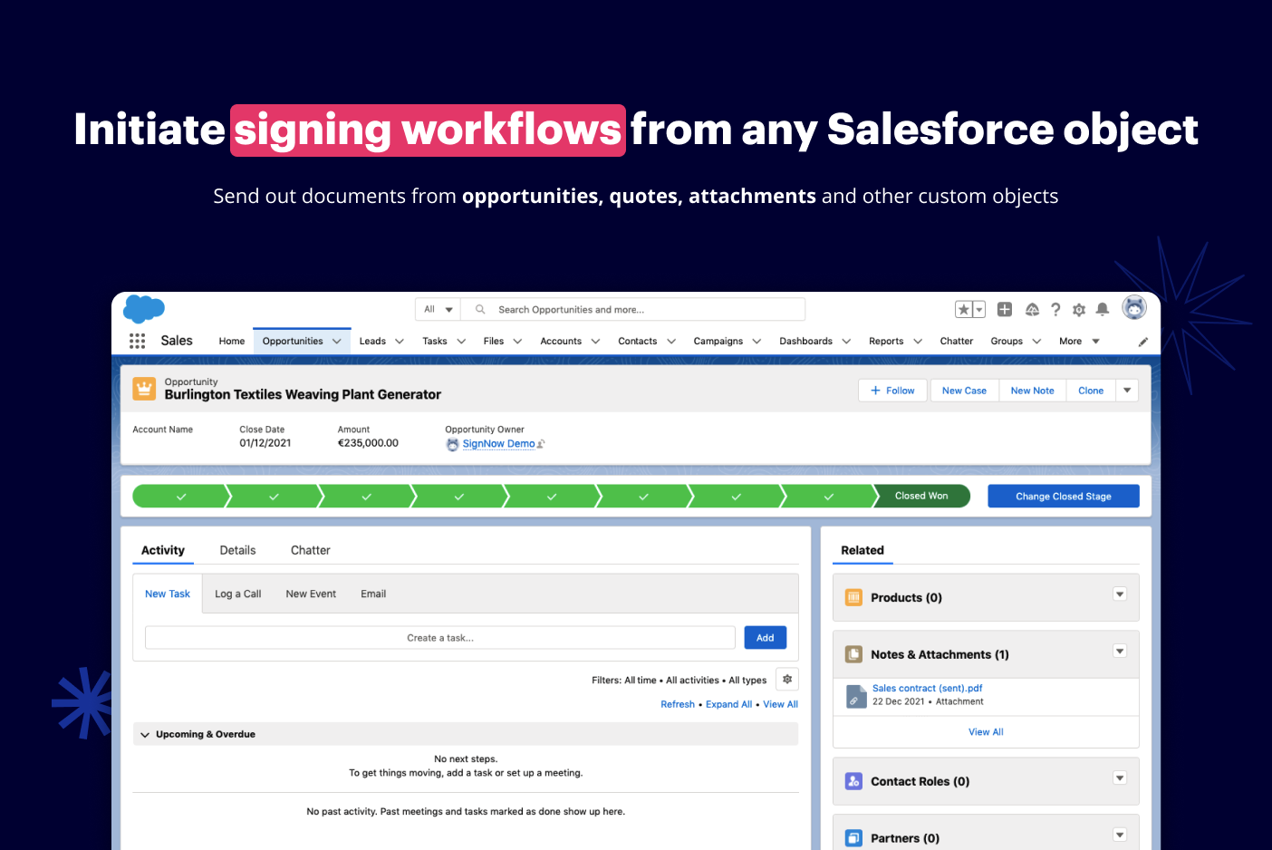 initiate signing workflows from any salesforce object