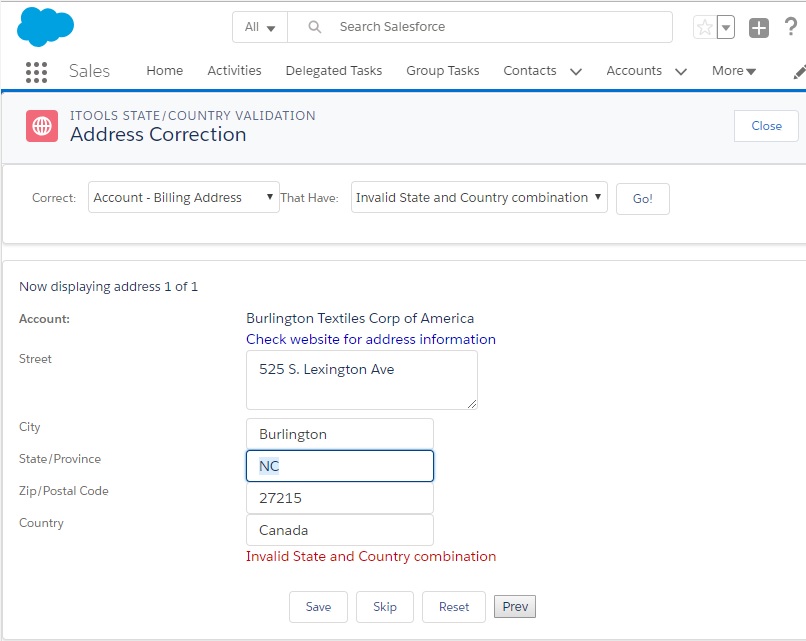 ITools State/Country Validation