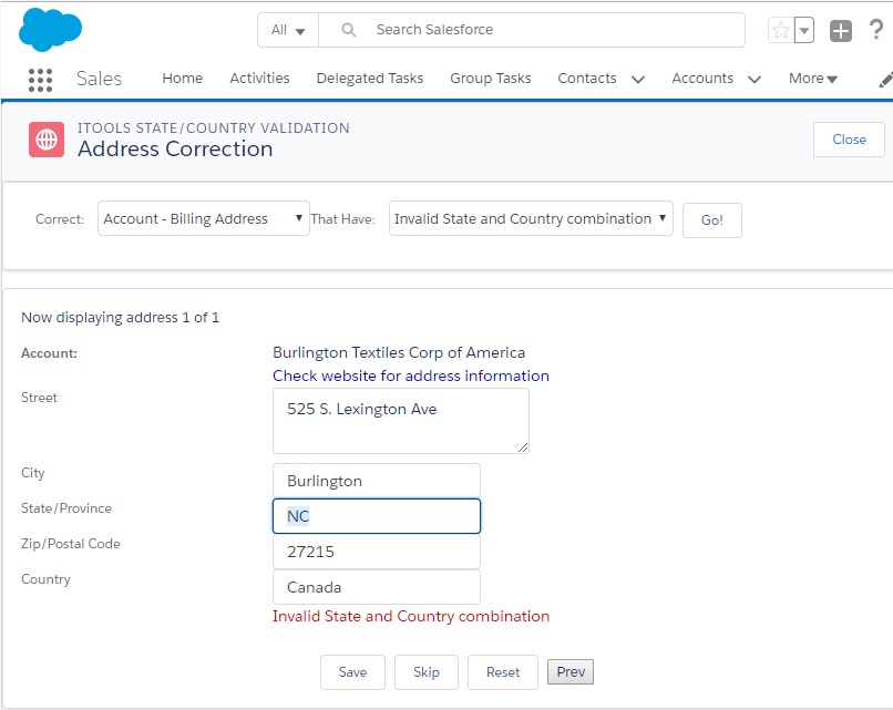 ITools State/Country Validation