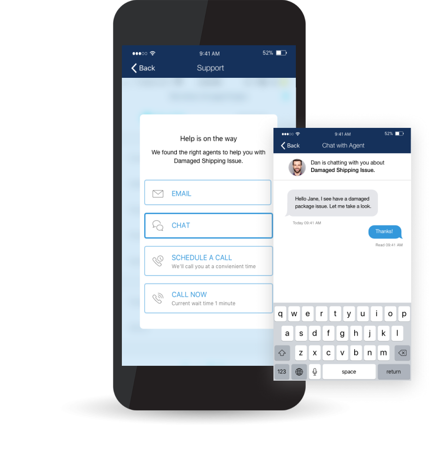 mobile app end user experience on chat