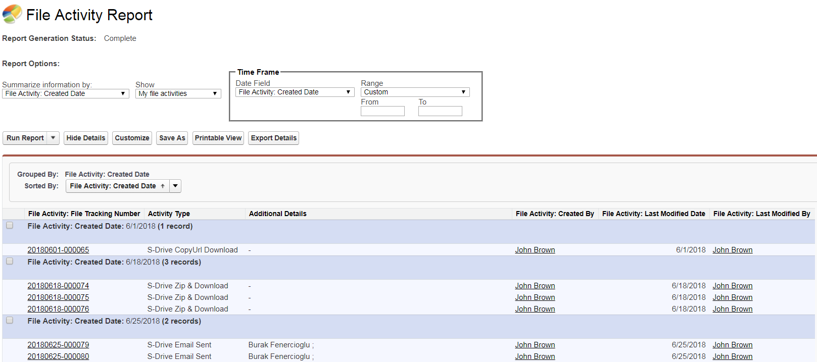 tracking file activities