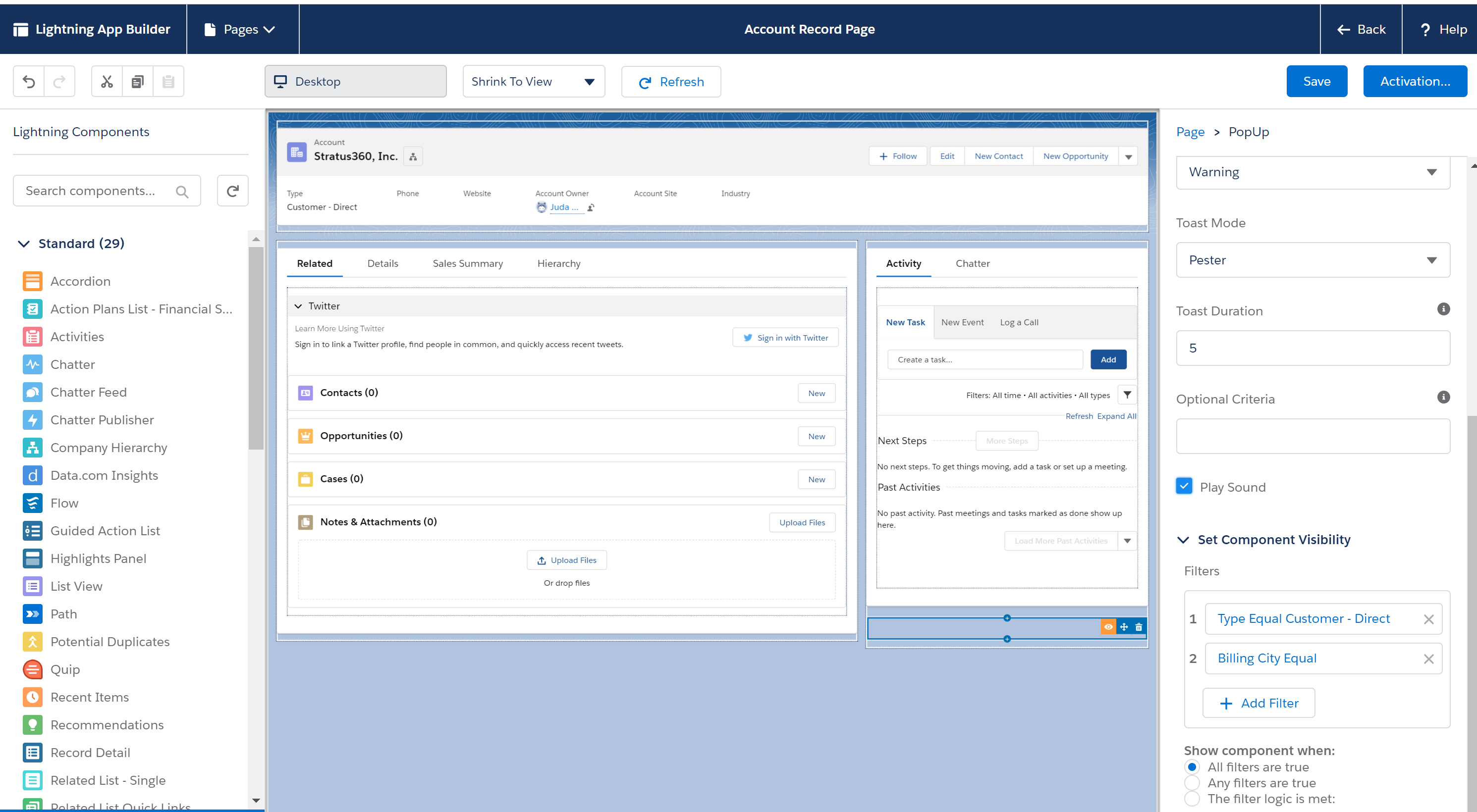 soft validation using set component visibility