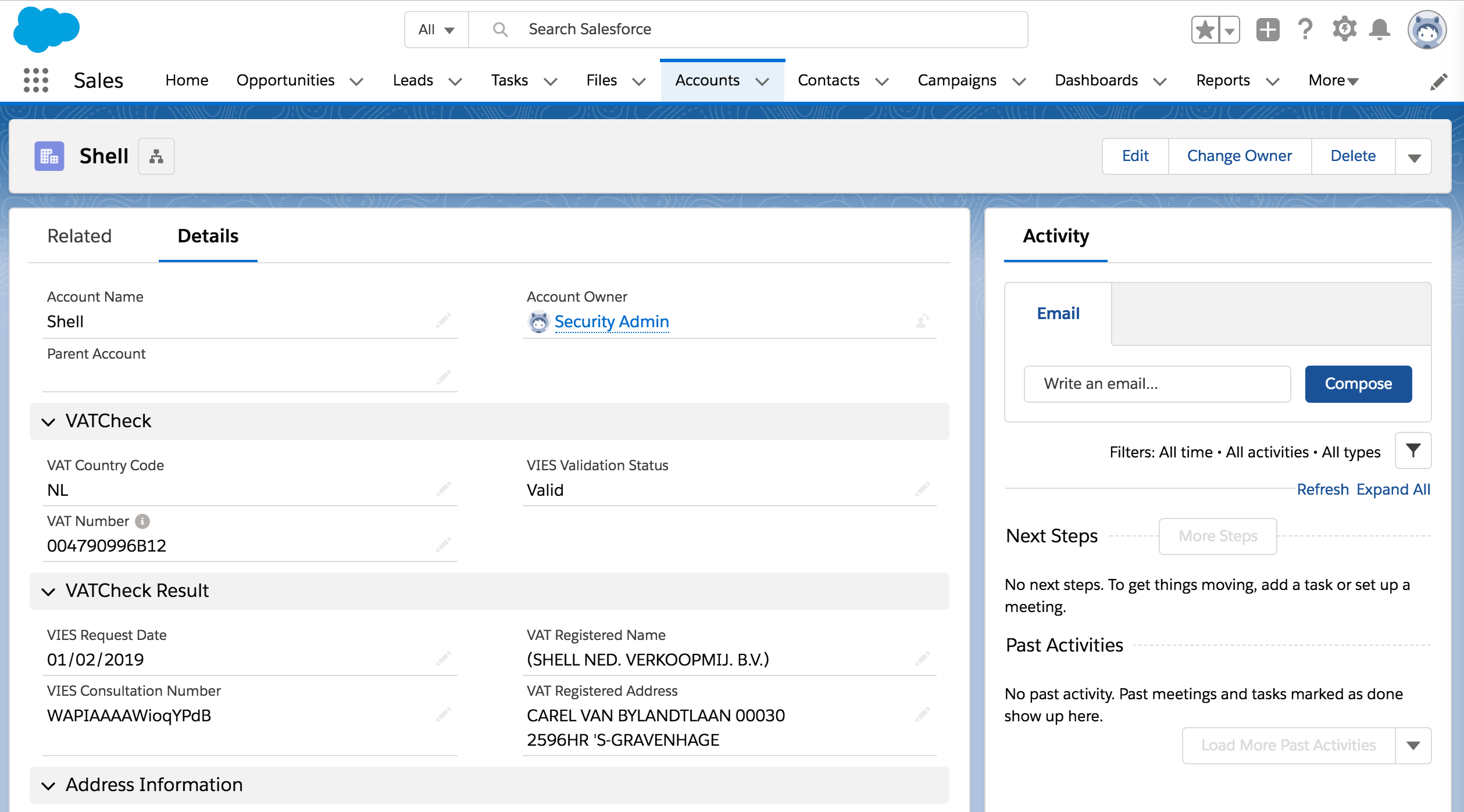 vatcheck successful validation of vat number