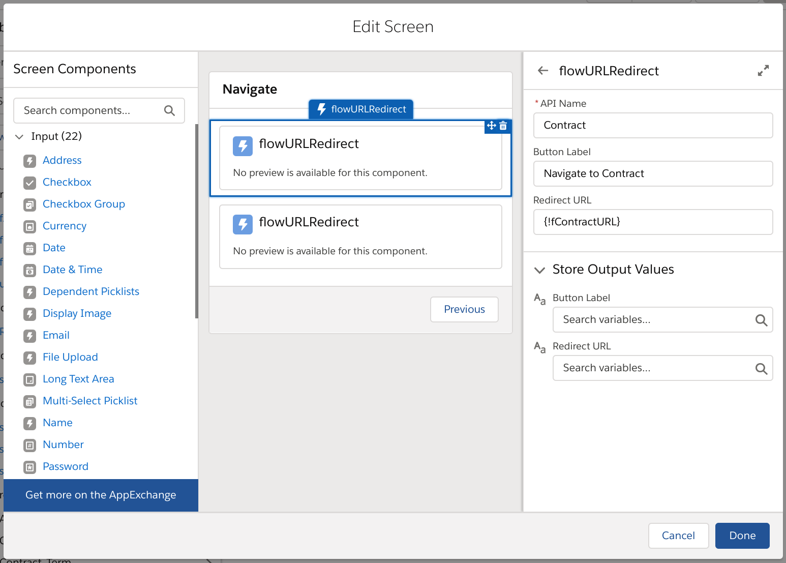 easy setup for flow url redirect buttons