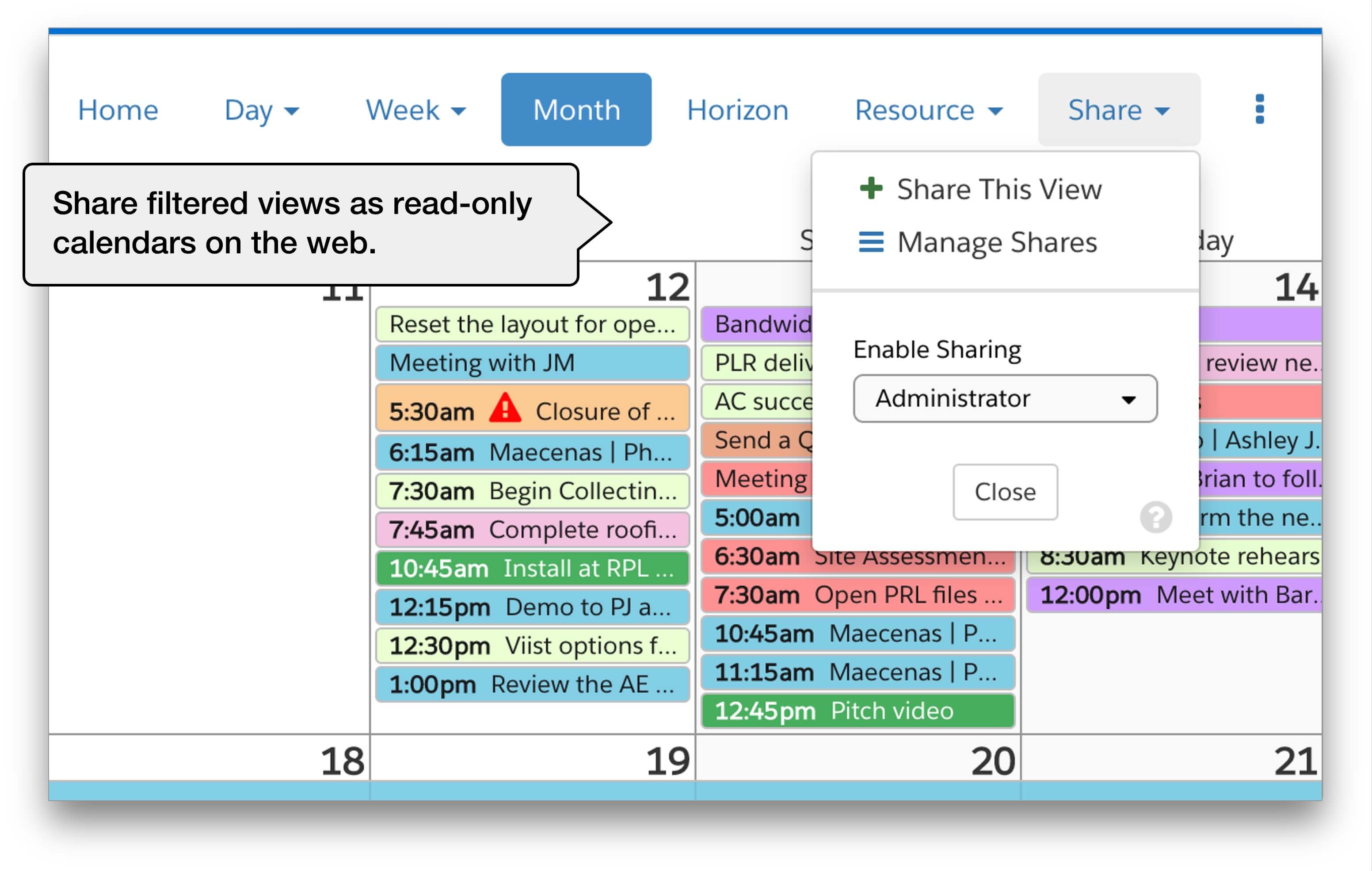 share schedules outside of salesforce changes made in dayback are