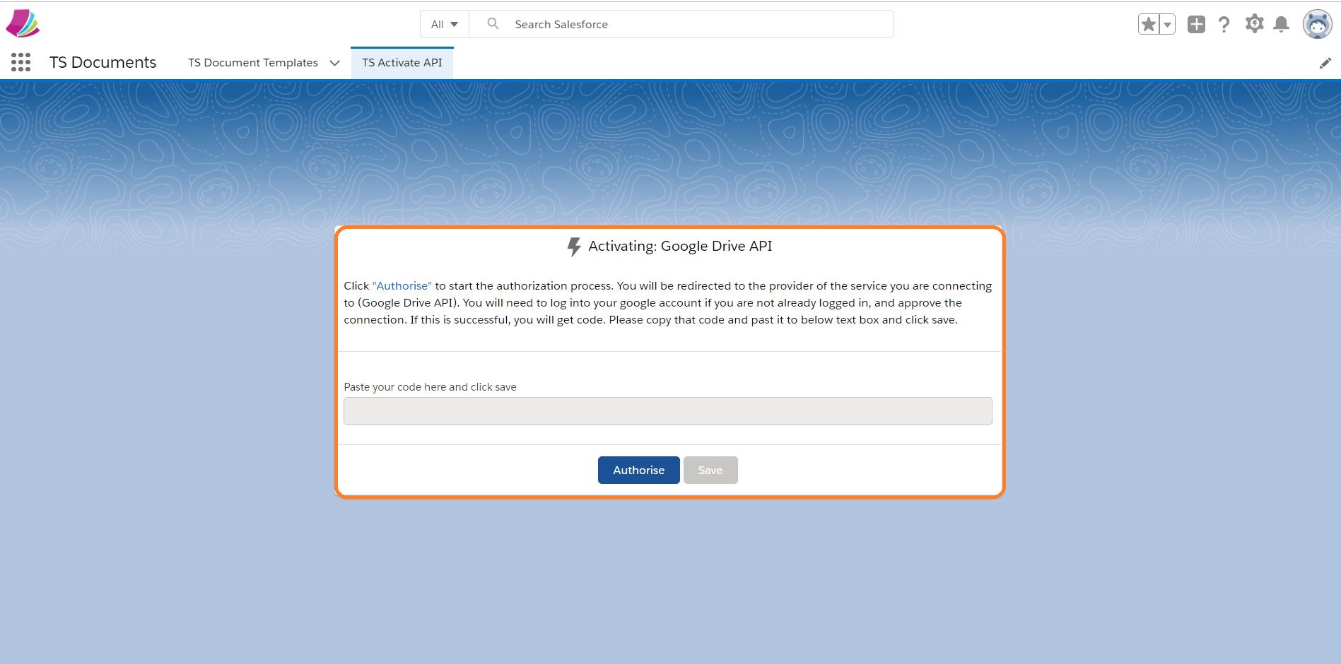 ts document api activating google drive api