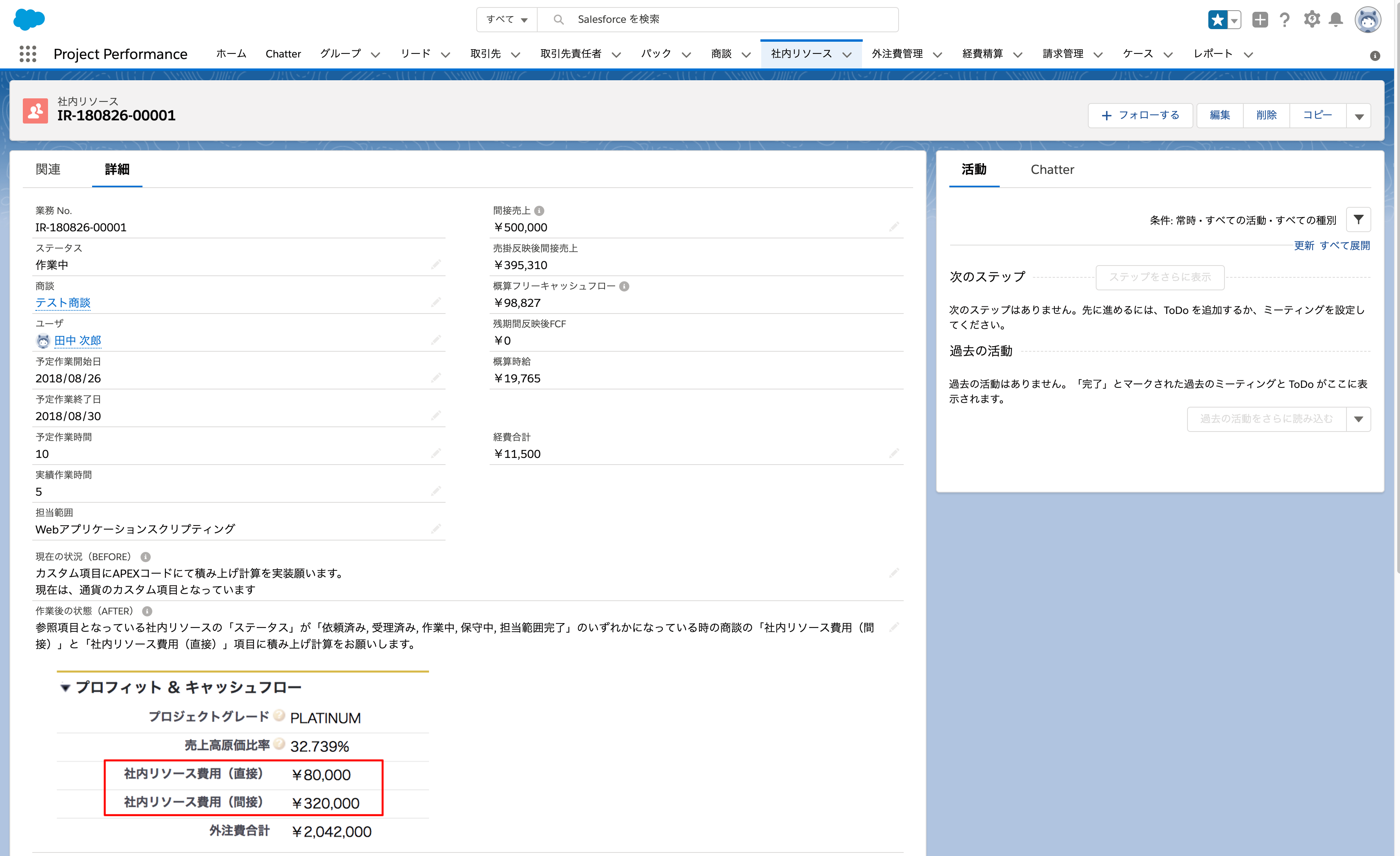 Project Performance For Salesforce 商談毎の原価や稼働や利益などのパフォーマンス分析 Cloud Applications Appexchange