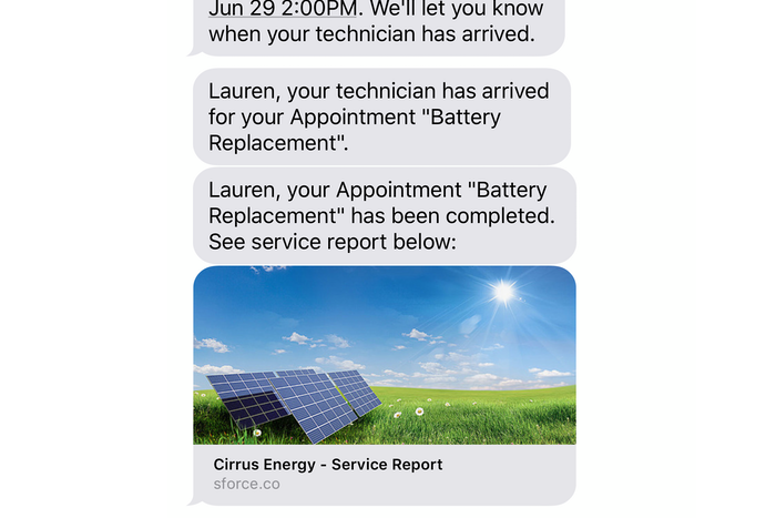 service report is sent as a pdf attachment