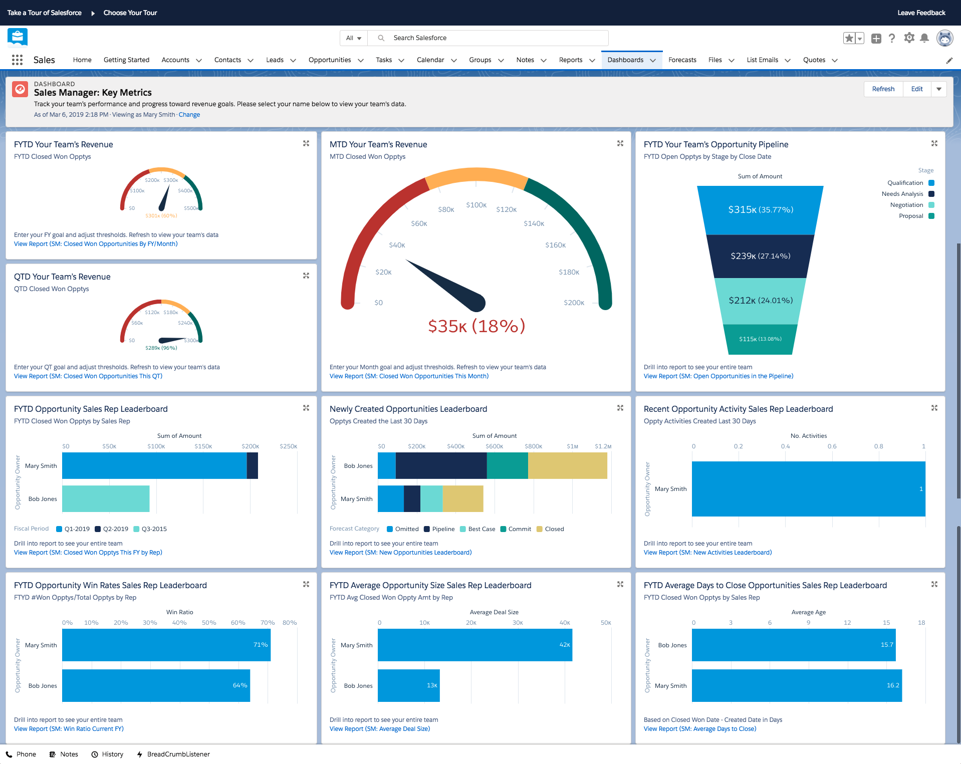 sales manager dashboard