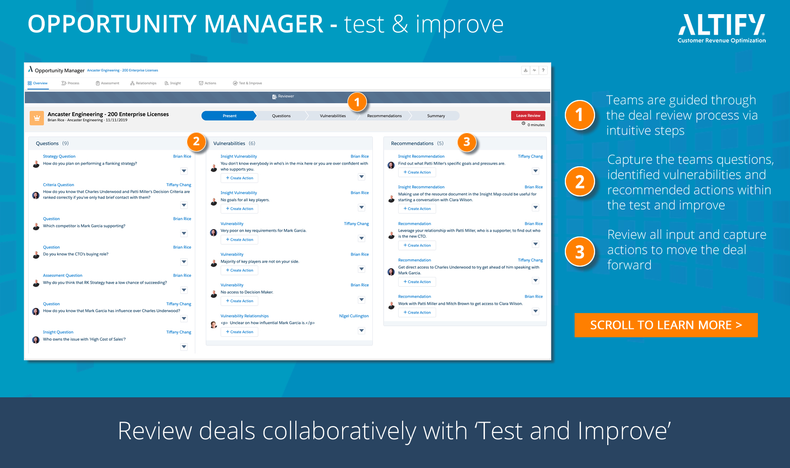 opportunity manager test and improve