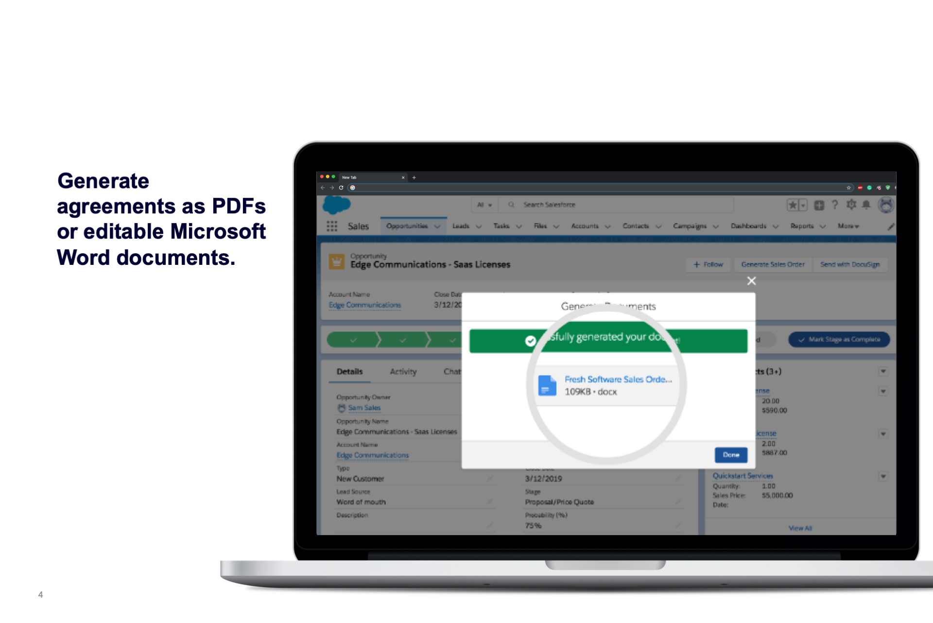 わずか 数 クリック docusign gen for salesforce で 契約 合意 文書 を 自動 生成