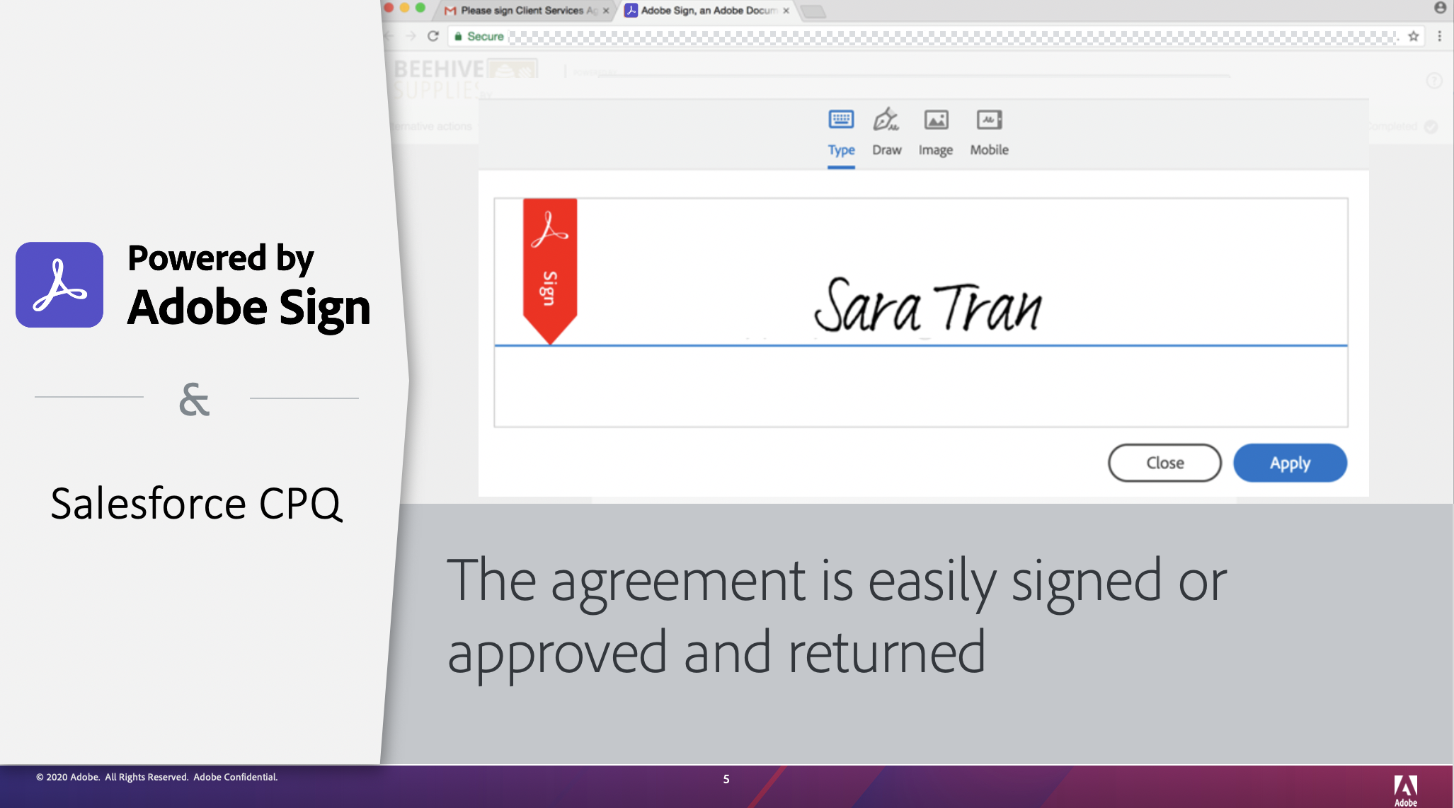 agreement is signed and completed or routed to next signer