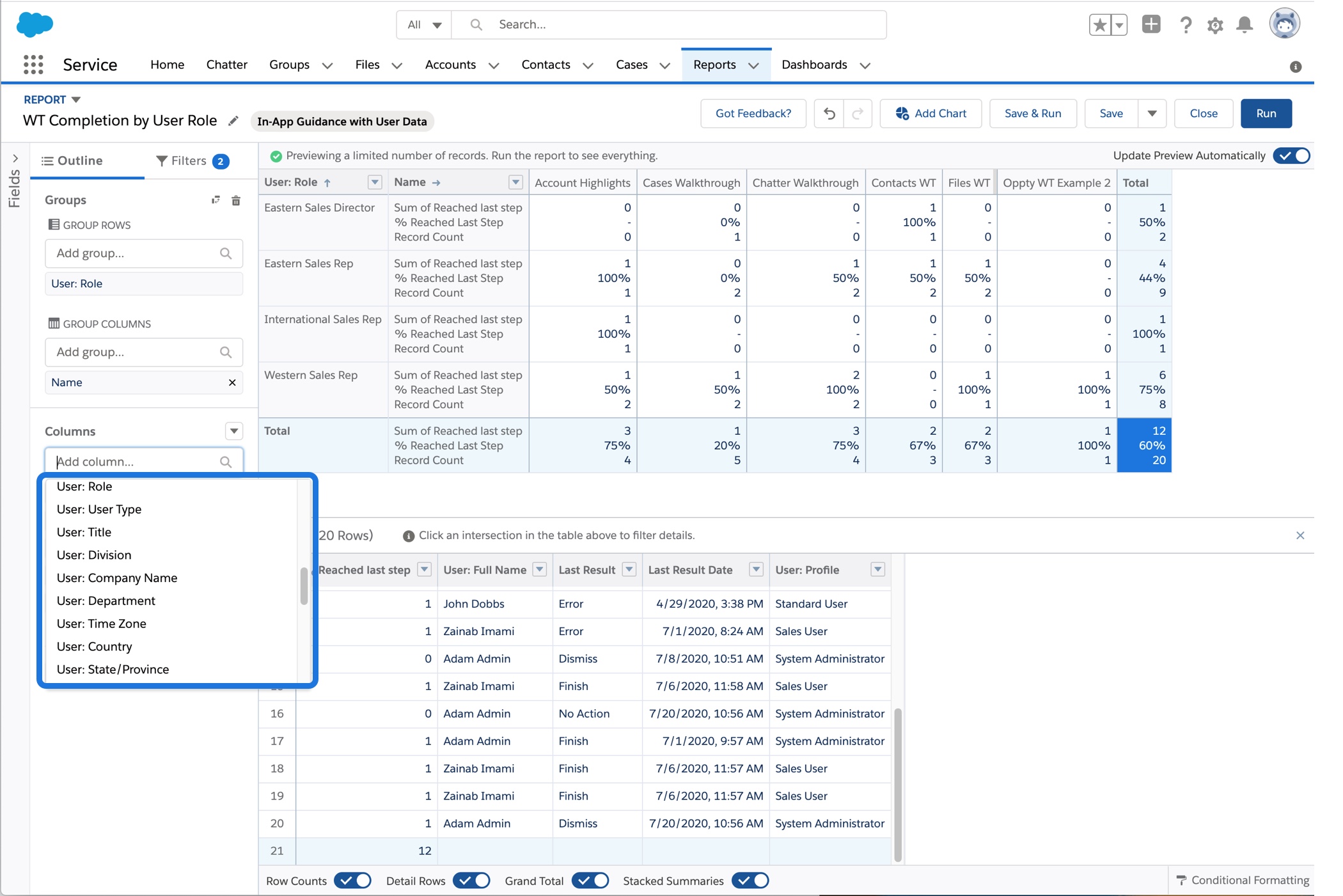 join walkthrough data with user data by using our pre Sns-Brigh10