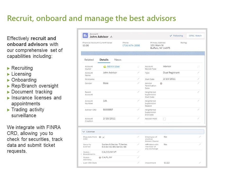 recruit onboard manage top advisors