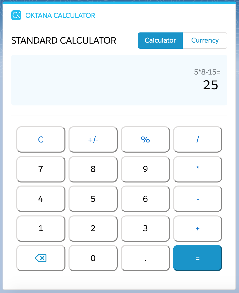 Oktana Calculator and Currency Converter