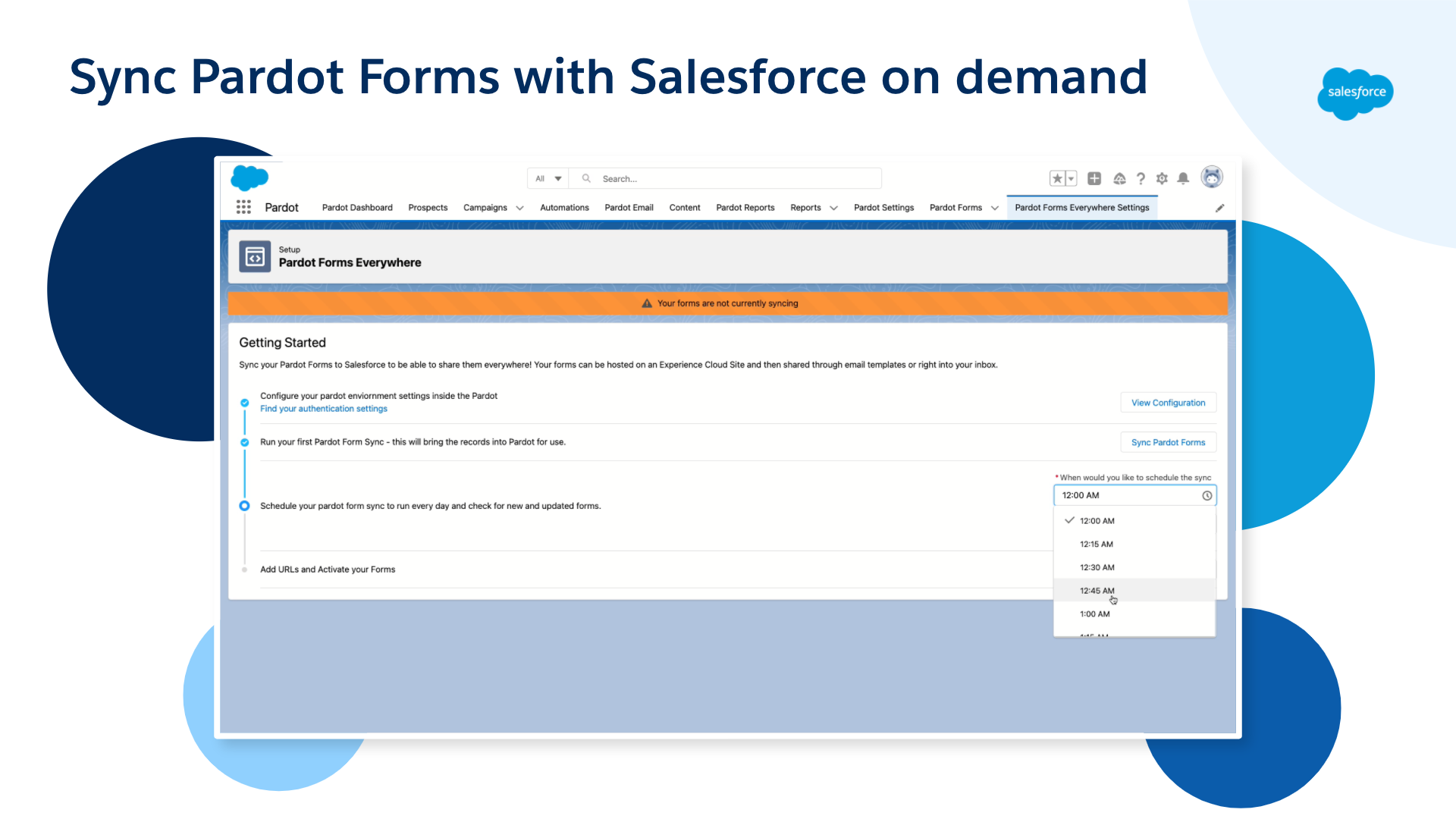 sync pardot forms with salesforce