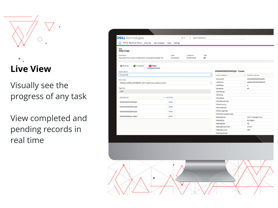 monitor your live data copy see completed records and view any error