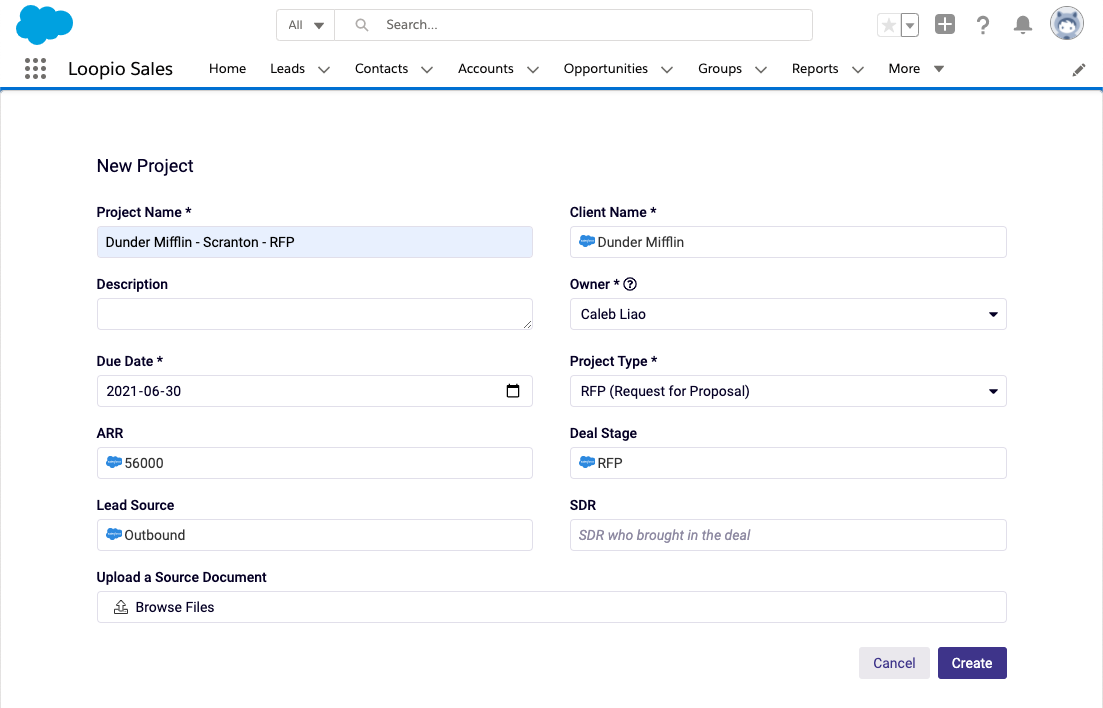 share relevant details with loopio by mapping salesforce fields