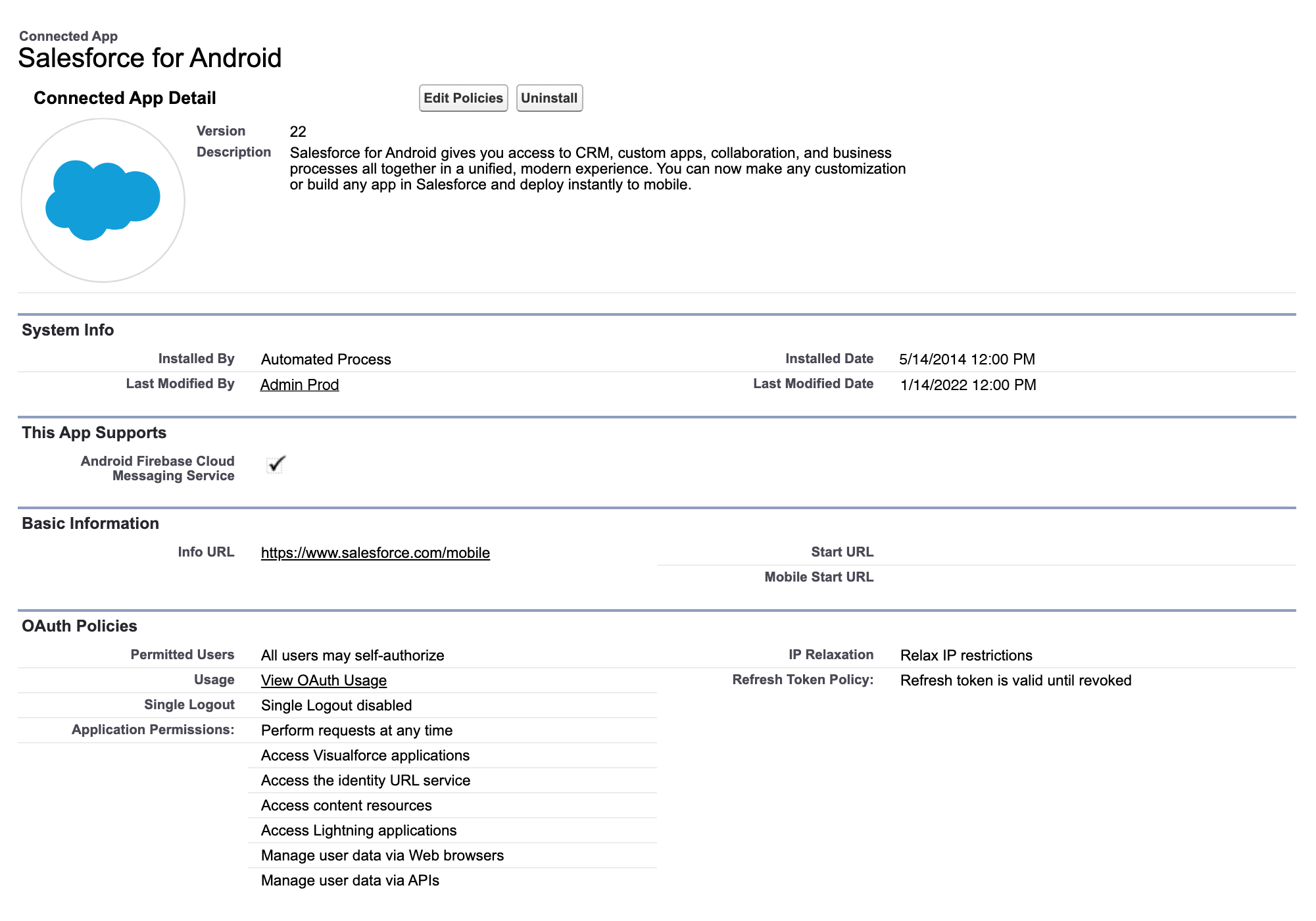 sample-configuration-screen-for-the-salesforce-for-android-connected-app