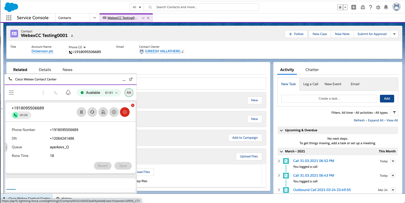 Webex Contact Center for Salesforce