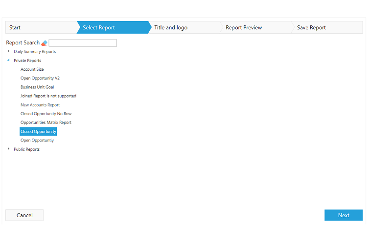 select a salesforce report