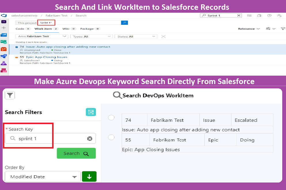 Directly Search Workitem By Any Keyword And Link Workitem To Salesforce 2637