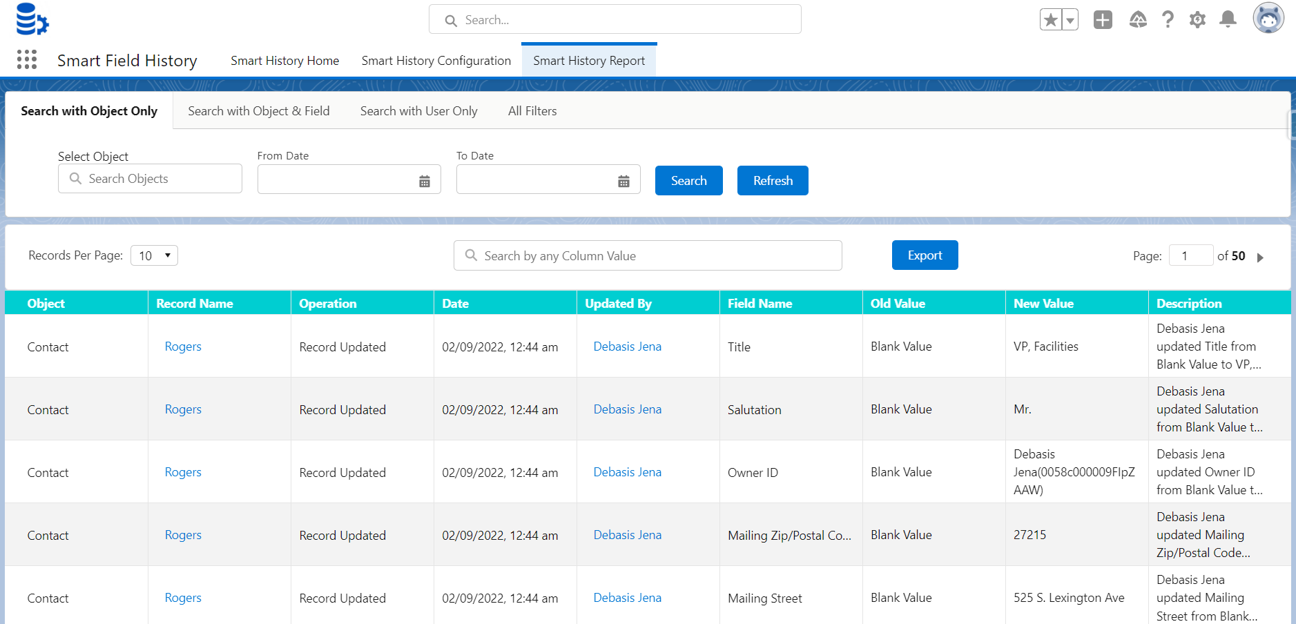 smart field history report