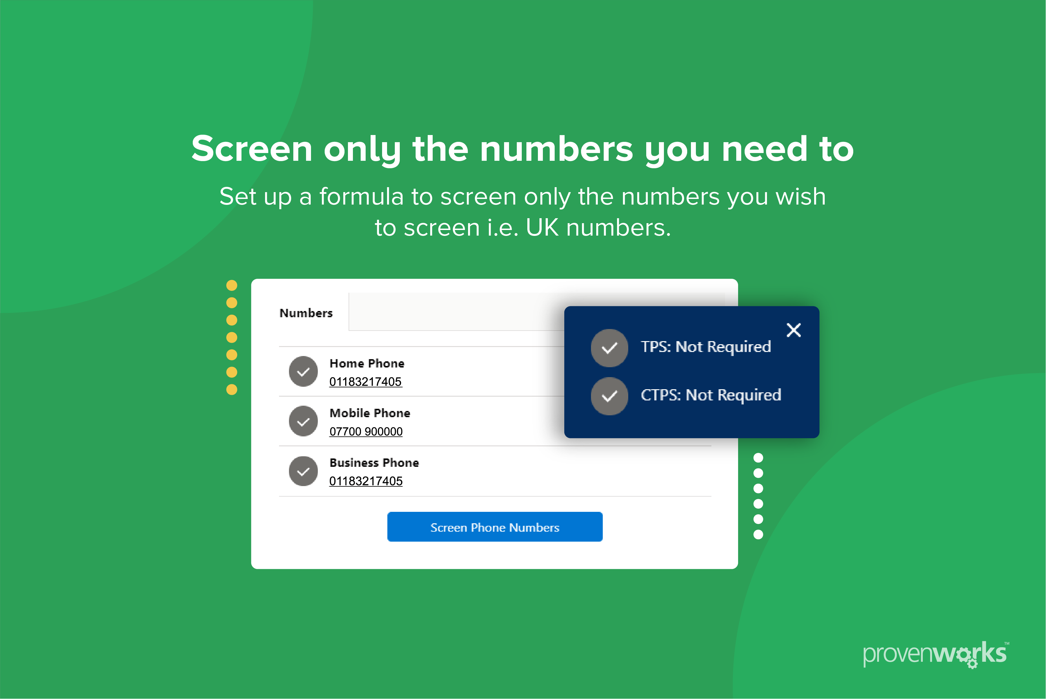 screen only the numbers you need to