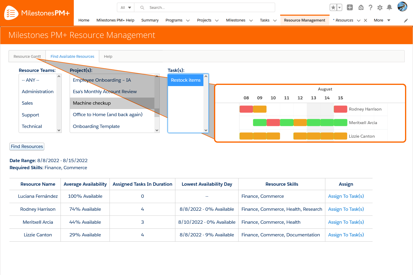 resource finder filters by team and skills for better task assignments ...