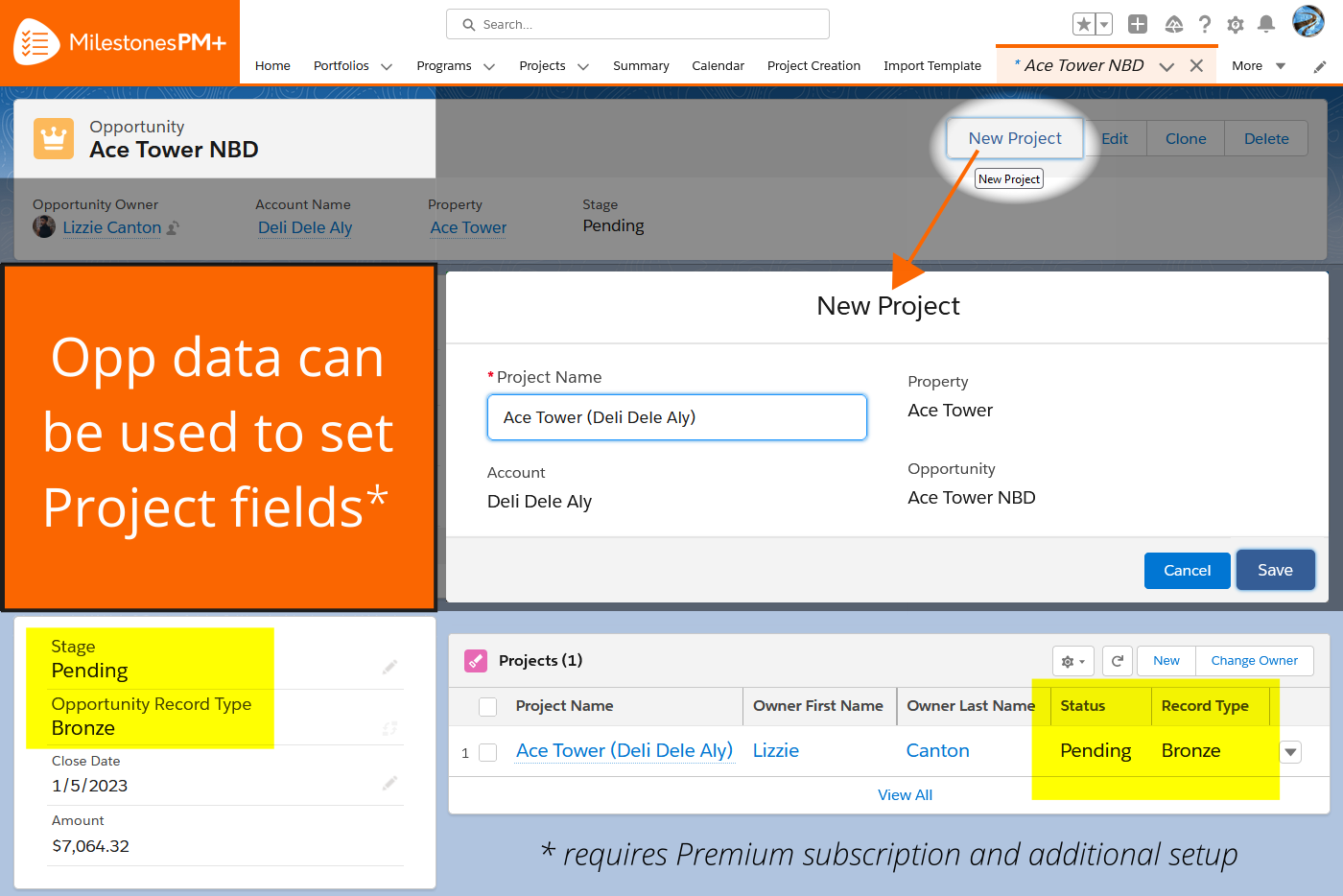 create projects anywhere in salesforce with the click of a button ...