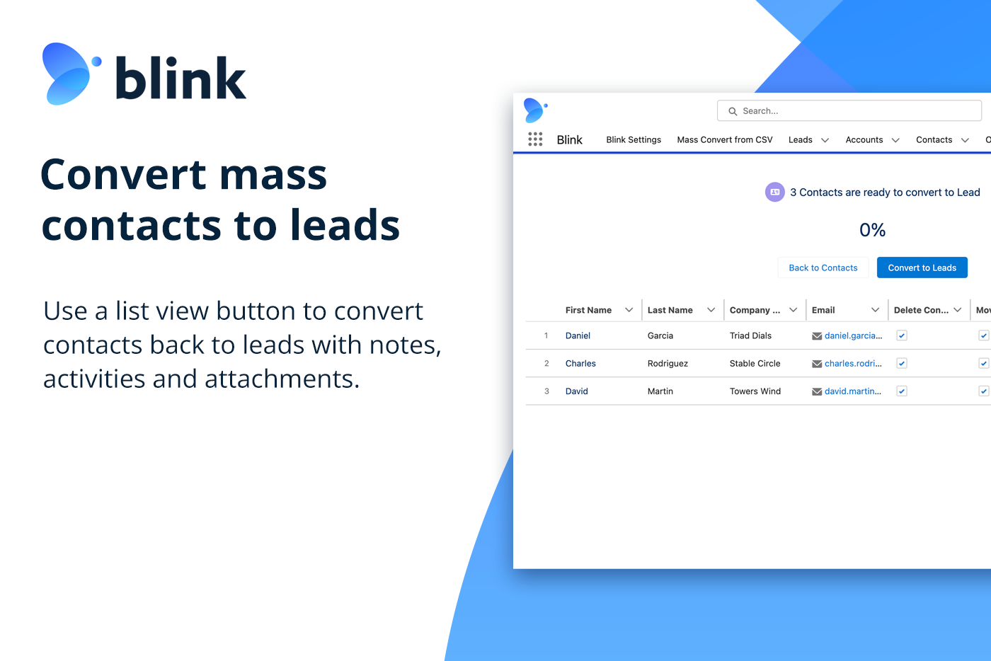 convert specific contacts to leads